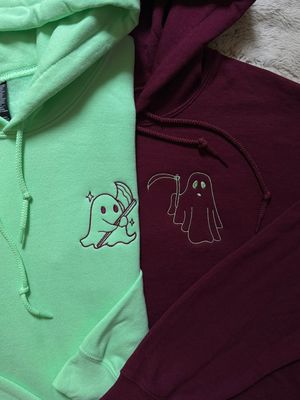 Ghost Reapers Matching Couples Embroidery Set for Halloween