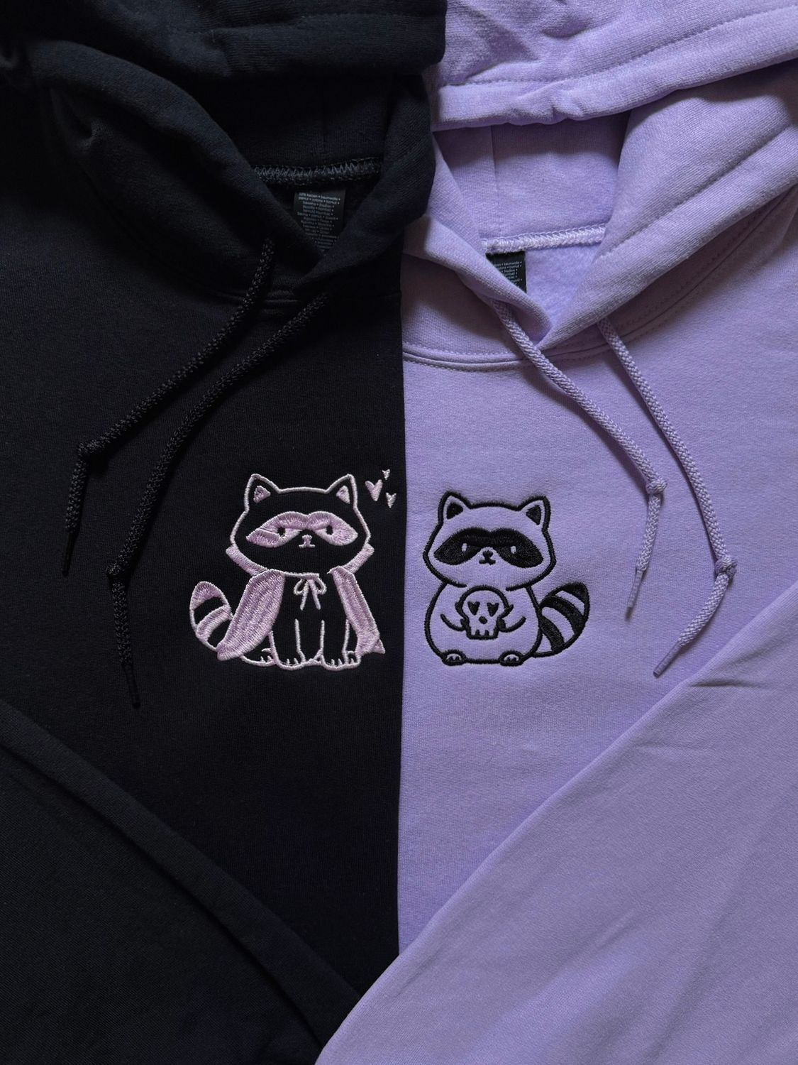 Spooky Trash Pandas (Raccoons) Matching Couples Embroidery Set for Halloween