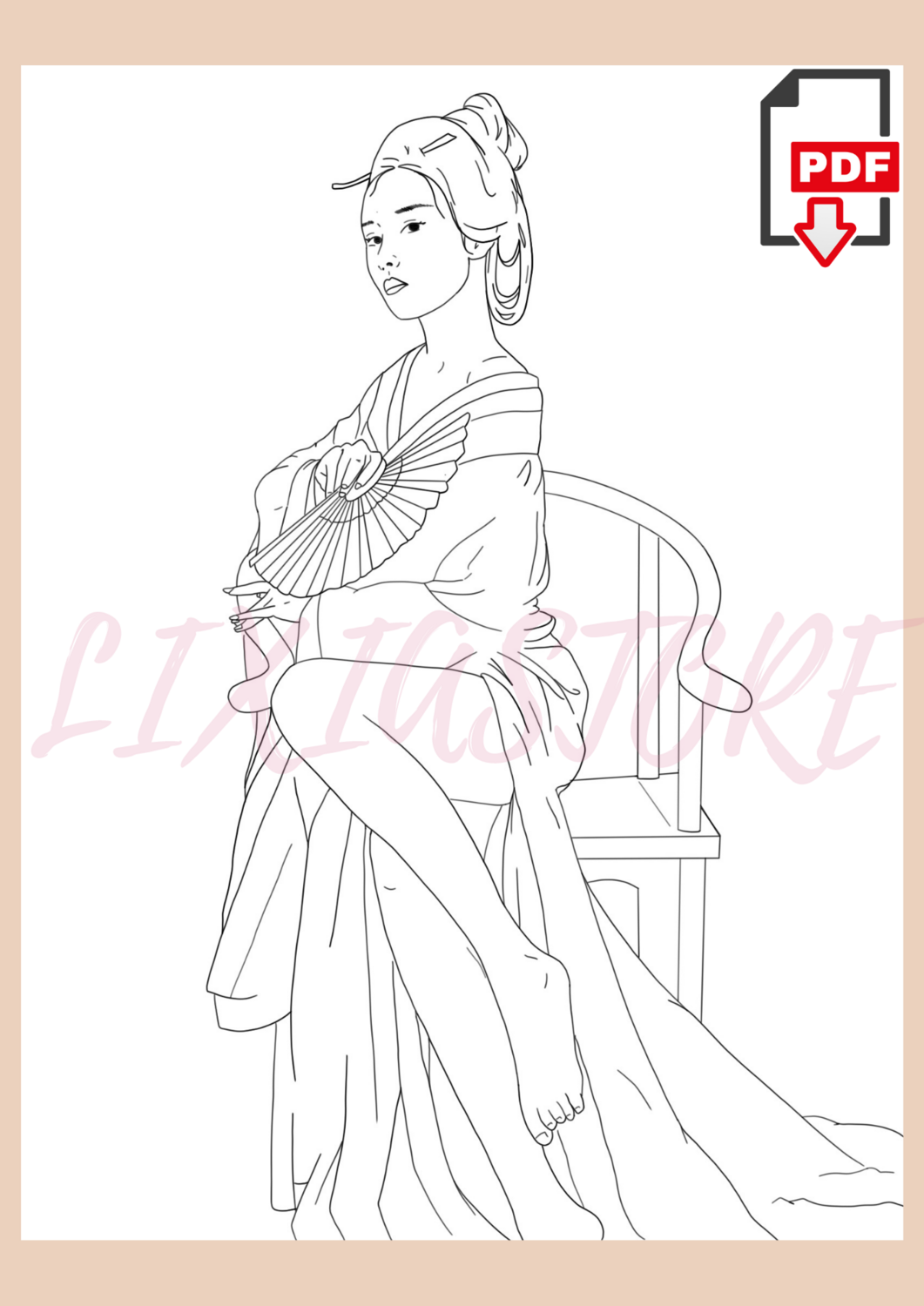 Japanese Woman - 1 | PDF Coloring Page