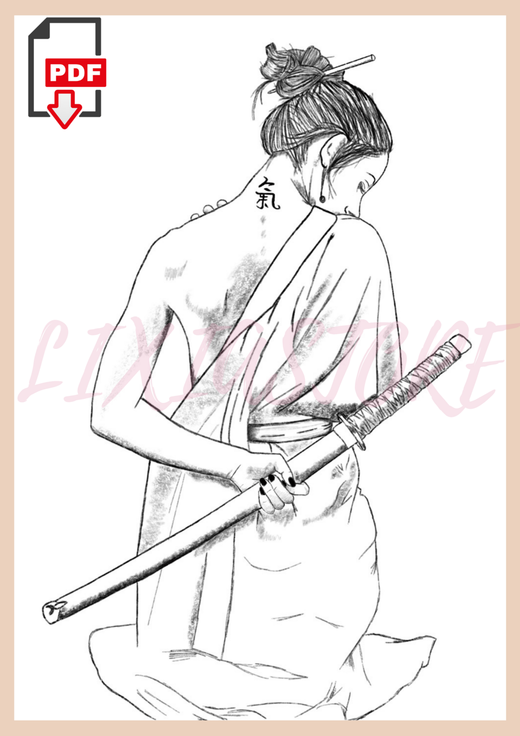 Japanese Woman - 5 | PDF Coloring Page