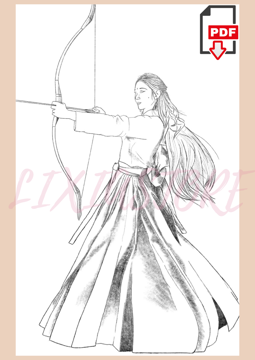 Japanese Woman - 4 | PDF Coloring Page