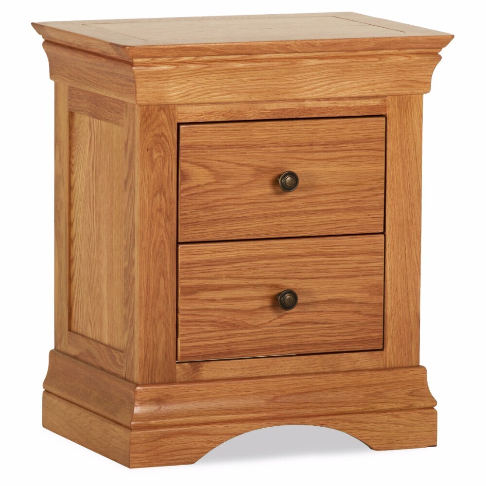 Delta Oak Two Drawer Bedside Locker