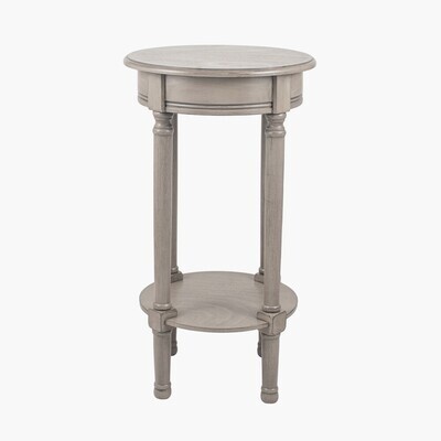Heritage Pine Wood Round Accent Table - Taupe | White
