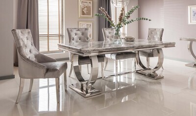 Arianna 2 Metre Dining Table - Grey & Cream Marble