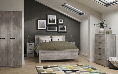 Vogue 2ft6 and 3ft Two Drawer Wardrobe - Concrete | Light Grey