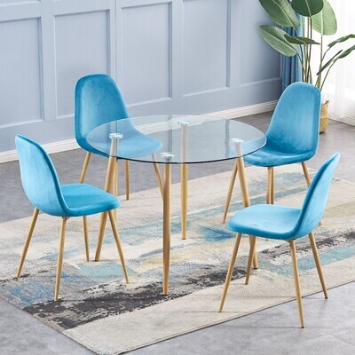 Oslo Dining Set (Table and 4 Chairs) - Blue | Green | Grey | Orange | Pink