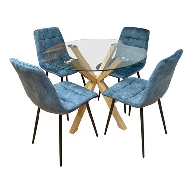 Oslo Dining Set (Table and 4 Chairs) - Blue | Green | Grey | Orange | Pink