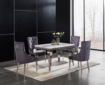Florence Marble Top Rectangular Dining Table - Beige | Light Grey | Dark Grey
