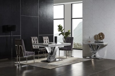 Sylvia 1.2m Marble Topped Square Dining Table