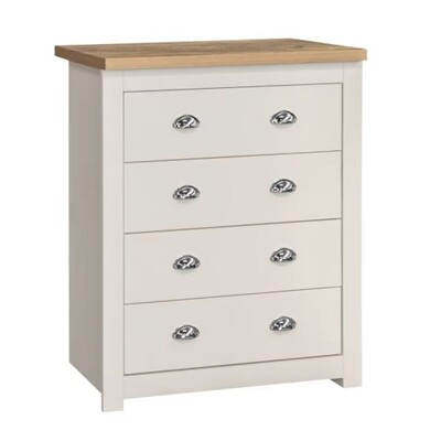 Oxford 4 Drawer Chest - Cream | Oak