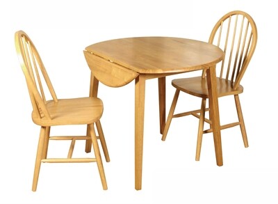 Hanover Round Dropleaf Dining Set - Including 2 Chairs - Light | Dark