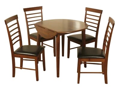 Hanover Round Dropleaf Dining Set - Including 4 Chairs - Light | Dark