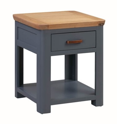 Treviso Oak Midnight Blue End Table With Drawer