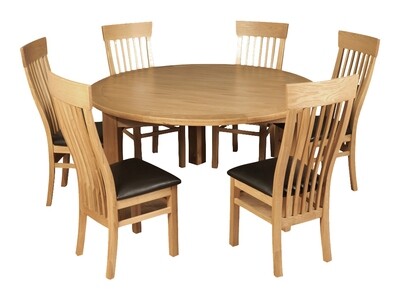 Treviso Oak 1.5m Round Dining Set - Including 6 Chairs