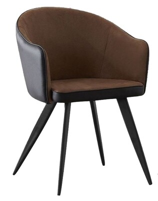 San Remo Dining Chair - Brown Fabric with PU Outer