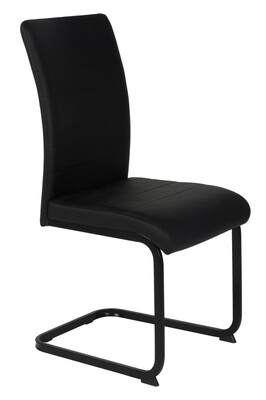 Liana Leather Dining Chair - Black | Blue | Grey | Taupe | Yellow - Black | Chrome Legs