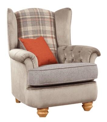 Ingles Fabric Wing Chair - Charcoal​ | Natural | Silver | Taupe