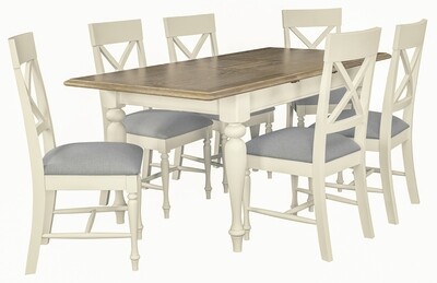 Meghan Oak Extending Dining Set 1.4 Metre - Including Six Chairs Meghan Oak Extending Dining Set 1.4 Metre - Including Six Chairs