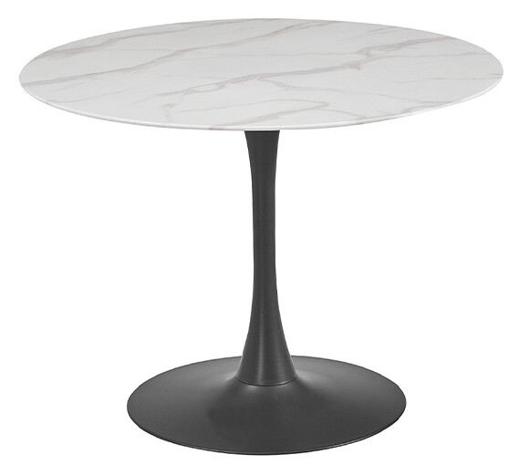 Circe White Marbled Glass Round Dining Table