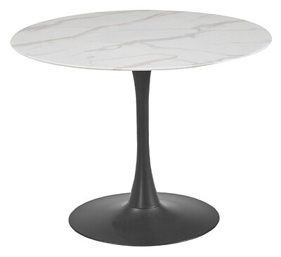 Circe White Marbled Glass Round Dining Table Circe White Marbled Glass Round Dining Table