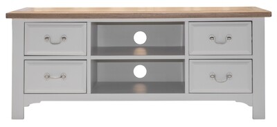 Eden Oak 2 Drawer 2 Shelf TV Unit - Light Grey | Oak