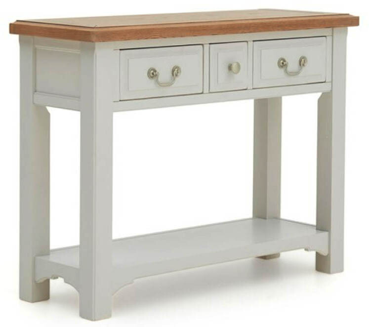 Eden Oak 3 Drawer Large Console - Light Grey | Oak