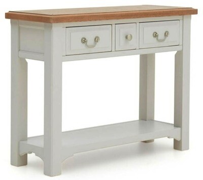 Eden Oak 3 Drawer Large Console - Light Grey | Oak Eden Oak 3 Drawer Large Console - Light Grey | Oak