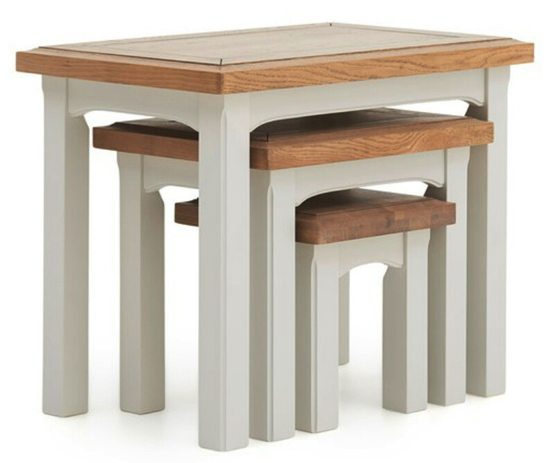 Eden Oak Nest of Tables - Light Grey | Oak