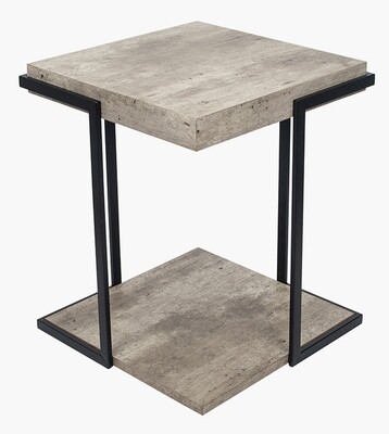 Jersey Concrete MDF & Black Iron Side Table