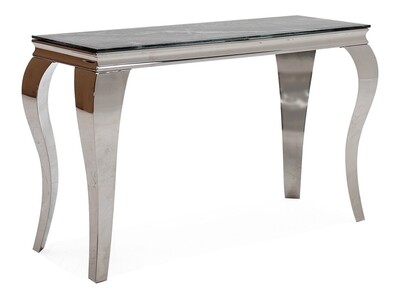 Fabien Grey Console Table - Marble Glass | Steel
