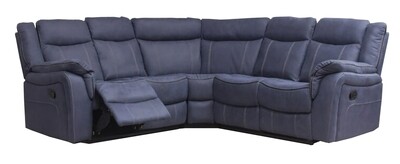 The Brooklyn Fabric Corner Sofa - Grey | Deep Ocean Blue