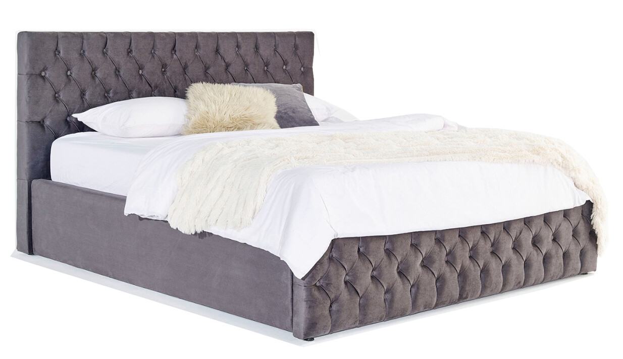 Vegas Bed by Homelee - Plush Velvet Grey | Plush Velvet Teal