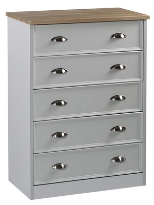 Heritage 5 Drawer Chest - Charcoal | Grey | White