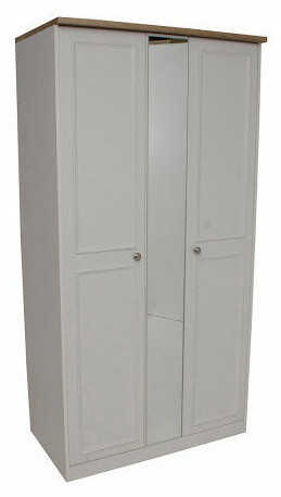 Heritage 3ft Centre Mirrored Wardrobe - Charcoal | Grey | White