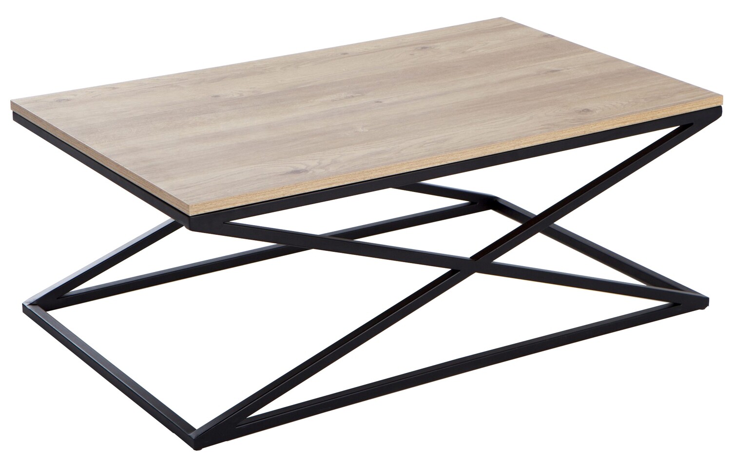 Indus Coffee Table Oak Black Metal