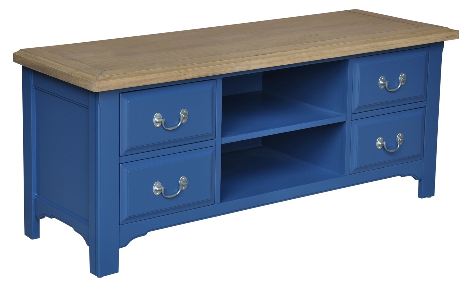 Marine 2 Drawer TV Unit - Marine Blue | Oak