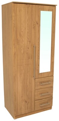 Mya Chrome Oak 2ft 6'' Combi Wardrobe Mya Chrome Oak 2ft 6'' Combi Wardrobe