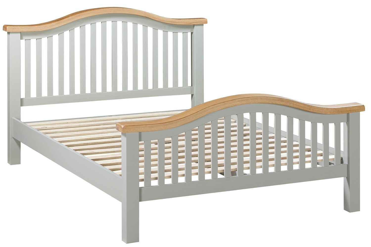 Capri Light Oak Curved Bedframe - Mushroon Grey | Oak