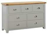 Capri Dark Oak 7 Drawer Wide Chest - Mushroom Grey | Oak