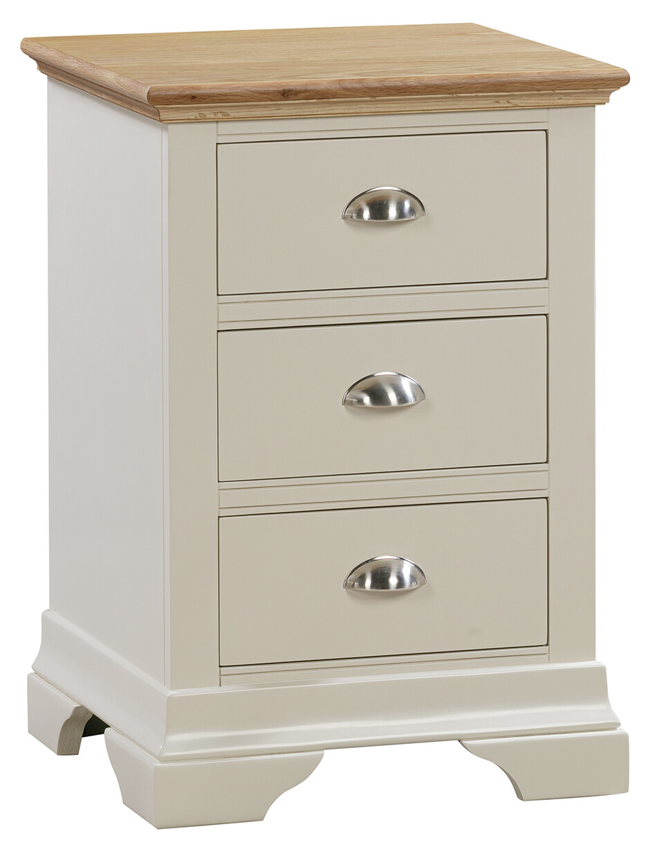 White bedside table with oak top deals
