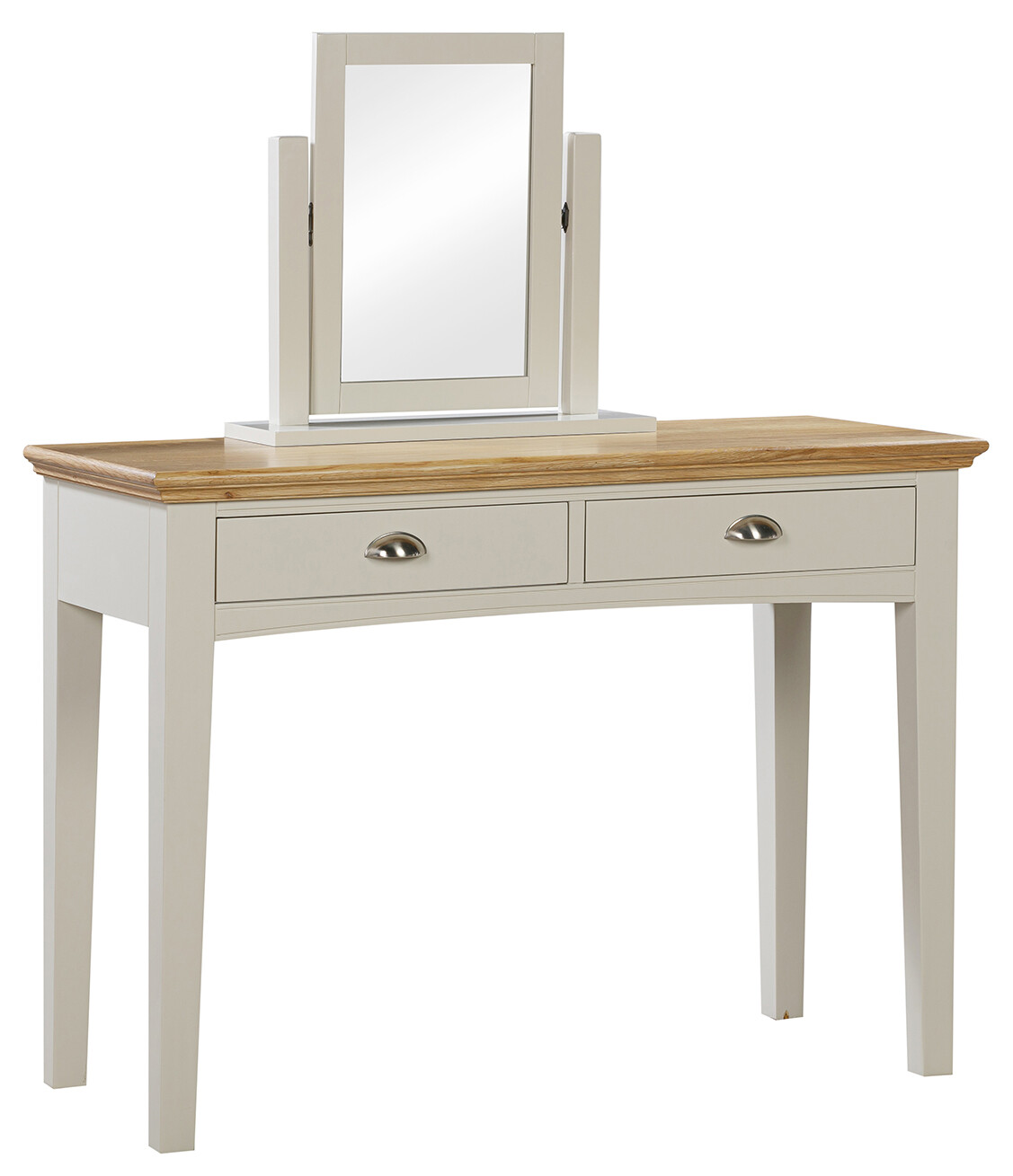 Anglia Oak 2 Drawer Vanity Unit Stool Mirror Light Cream