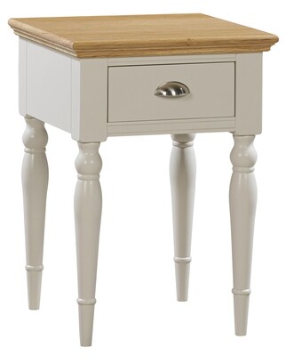 Anglia Oak 1 Drawer Lamp Table - Light Cream | Natural Oak