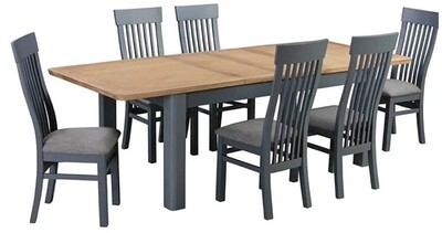 Treviso Oak Midnight Blue 4ft Extending Dining Set - Including 4 Chairs