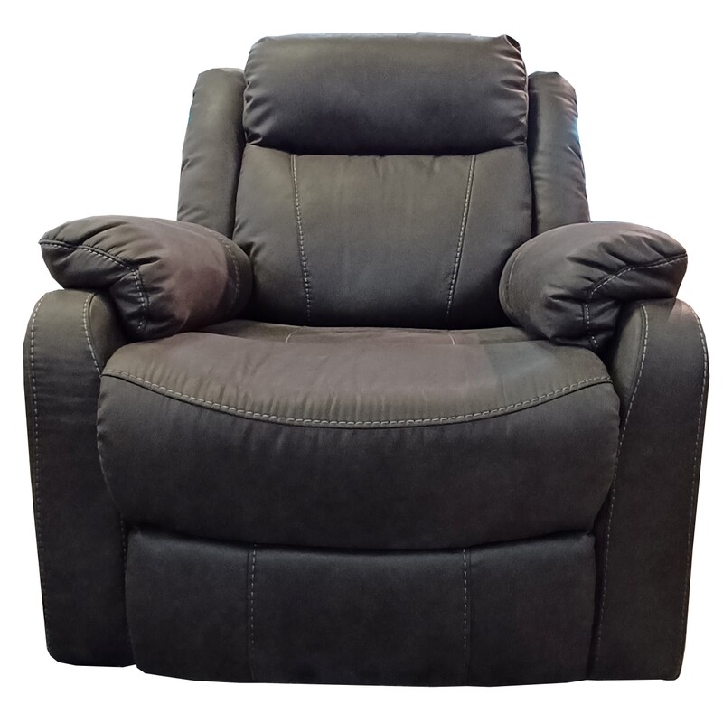 Joel Reclining Sofa Chair - Shadow Brown  Grey Fabric