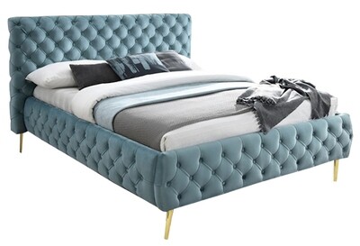 Tiffany 5ft Velvet Bed - Blue | Crystal