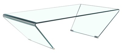 Eva 1.2m Clear Glass Coffee Table with Bevel Legs