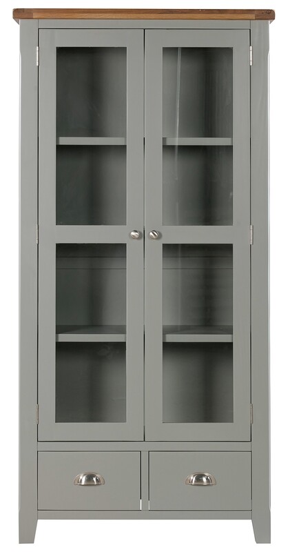 Capri Oak Display Cabinet - Mushroom Grey | Oak