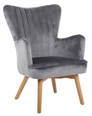 Megan Velvet Accent Chair - Grey | Purple