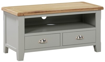 Capri Oak Rectangle TV Unit - Mushroom Grey | Oak Capri Oak Rectangle TV Unit - Mushroom Grey | Oak