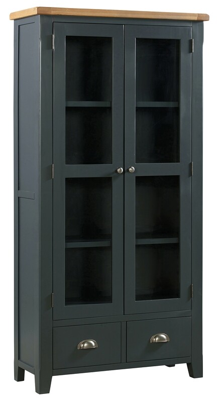 Capri Oak Display Cabinet - Midnight Blue | Oak